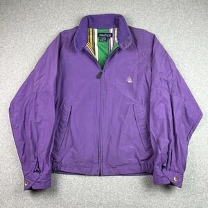 Vintage Nautica Jacket Mens Large Purple Harrington Bomber Zip Up Sailing 90s